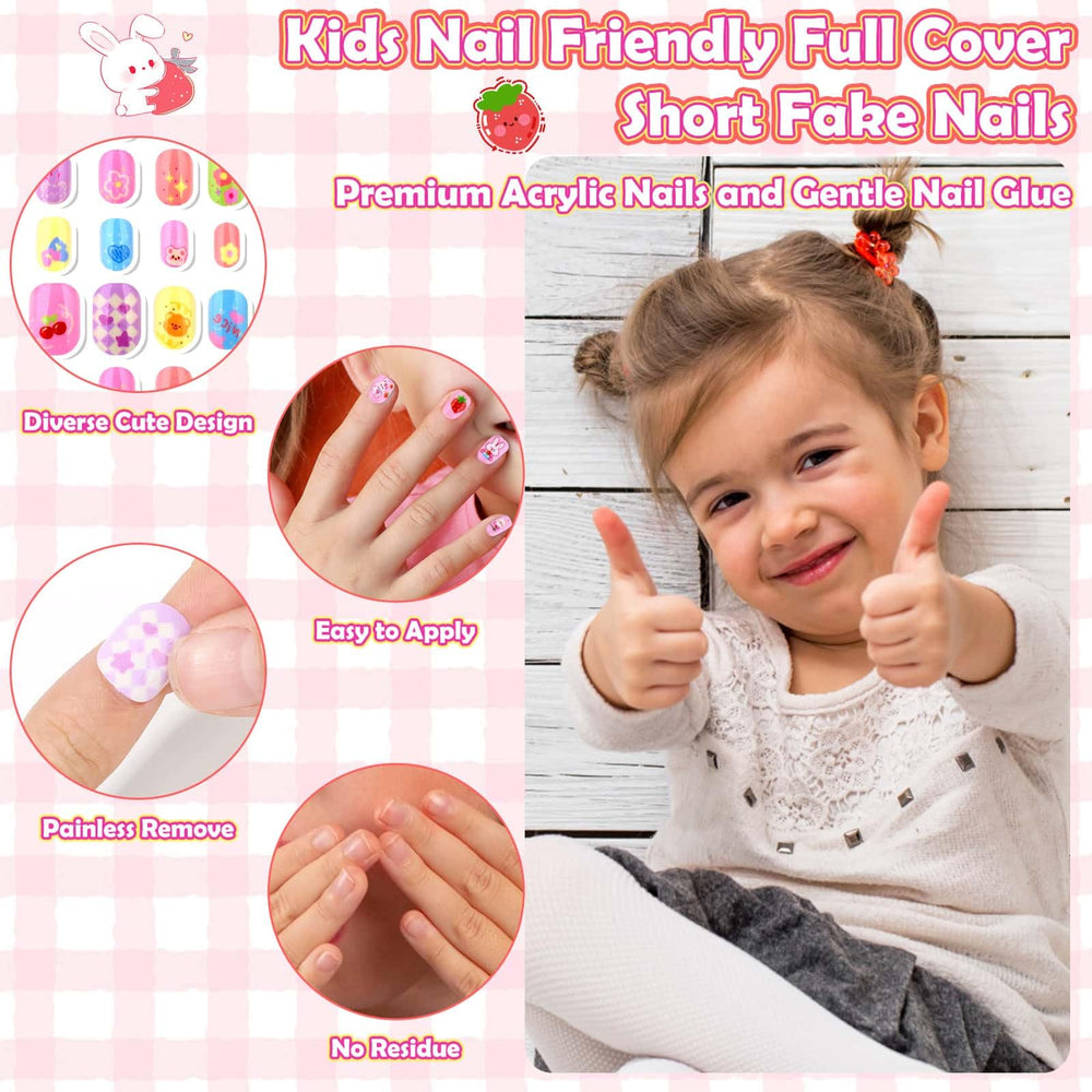 Acejoz nails tips with various sizes fit growing kids' nails.