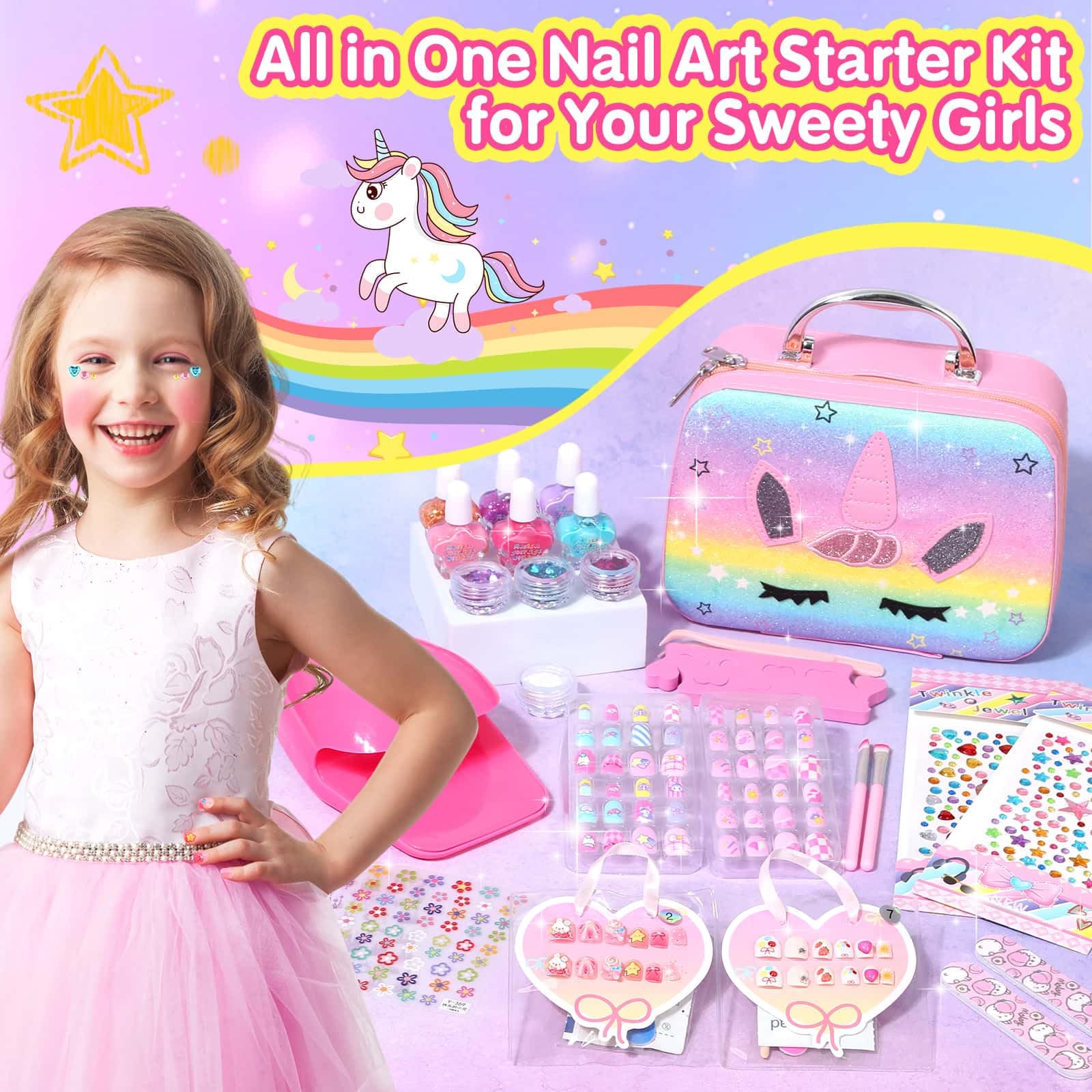Acejoz press-on nails 72 pieces for creative play.