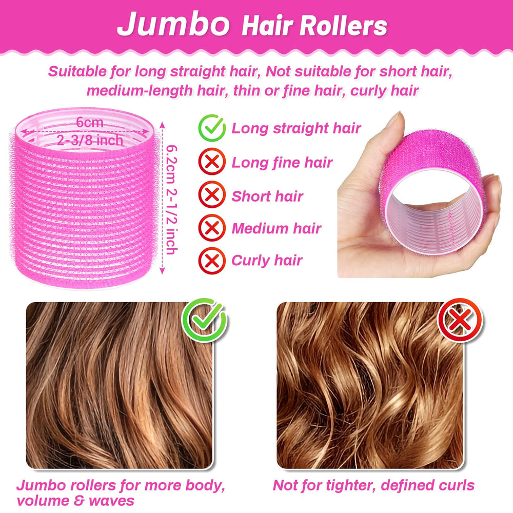 Acejoz self-hold rollers with rose red finish and clip set
