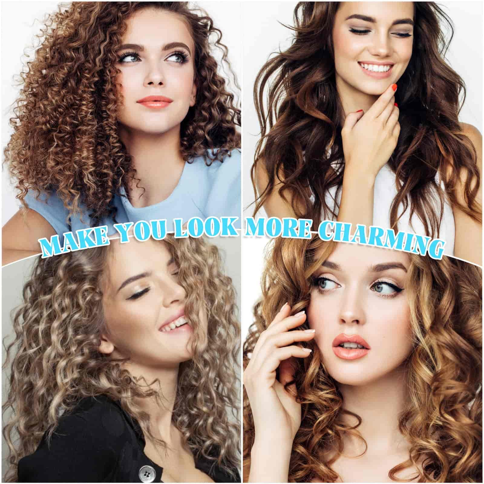Acejoz step-by-step styling image shows non-heat, at-home curling routine.