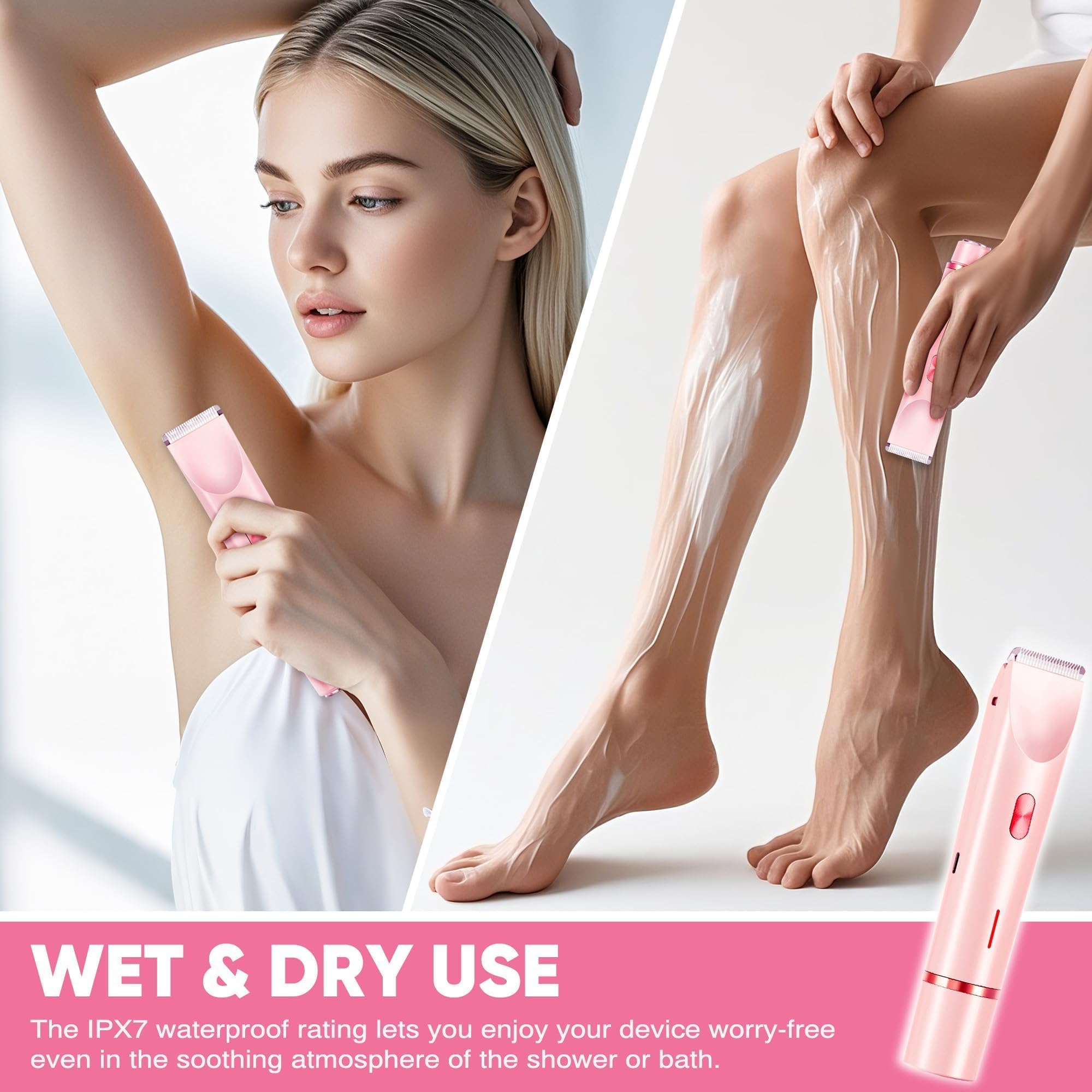 acemend bikini-trimmer-easy-grip-design shows anti-slip handle for safe use in shower