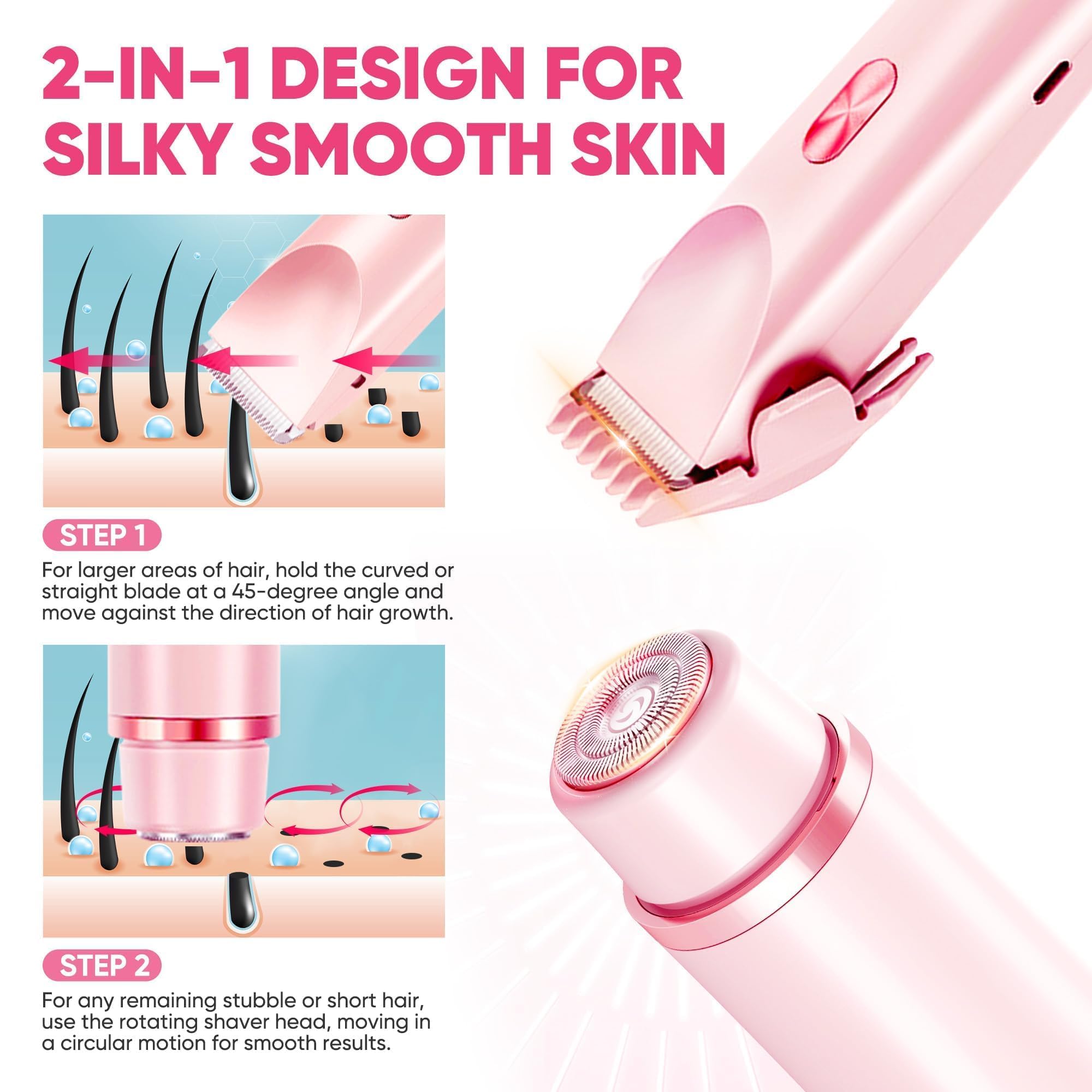 acemend bikini-trimmer-rust-proof-blades close-up demonstrates durable, long-lasting trimming