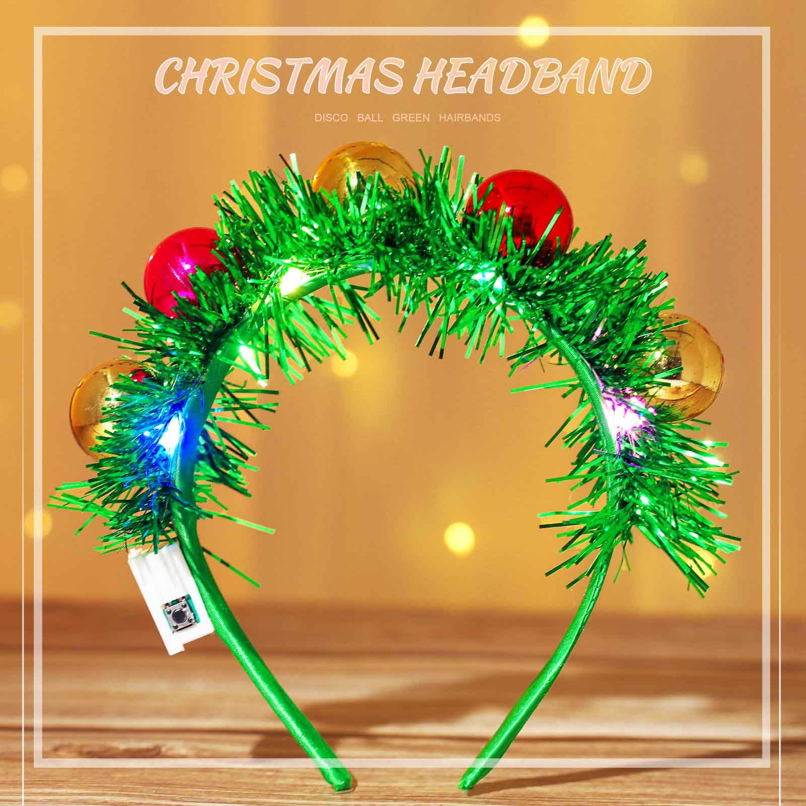 Acenail LED Christmas headband worn for sparkling holiday photo opportunities.
