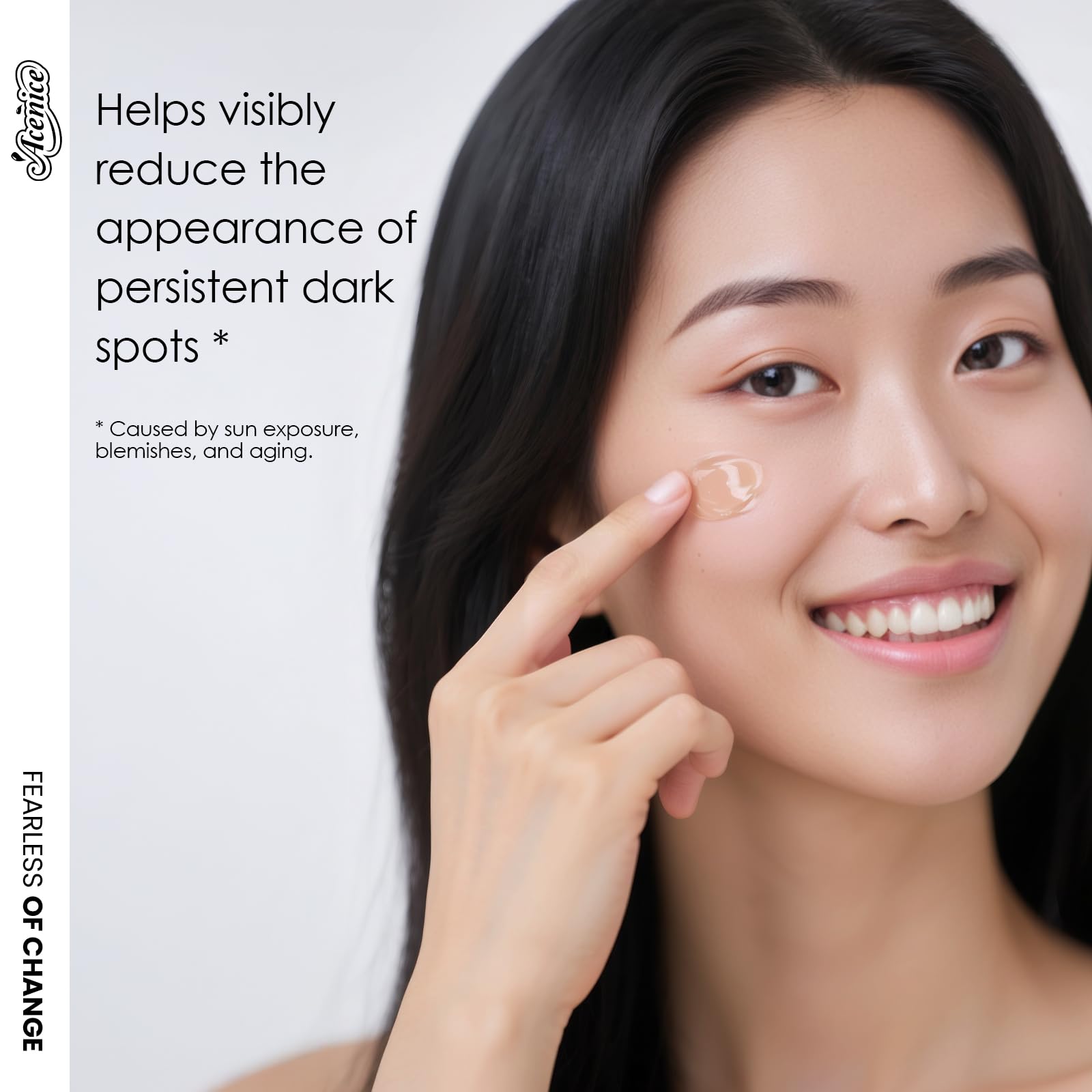 ACENICE glow serum on skin portrait—potential for a healthy glow and refined texture.