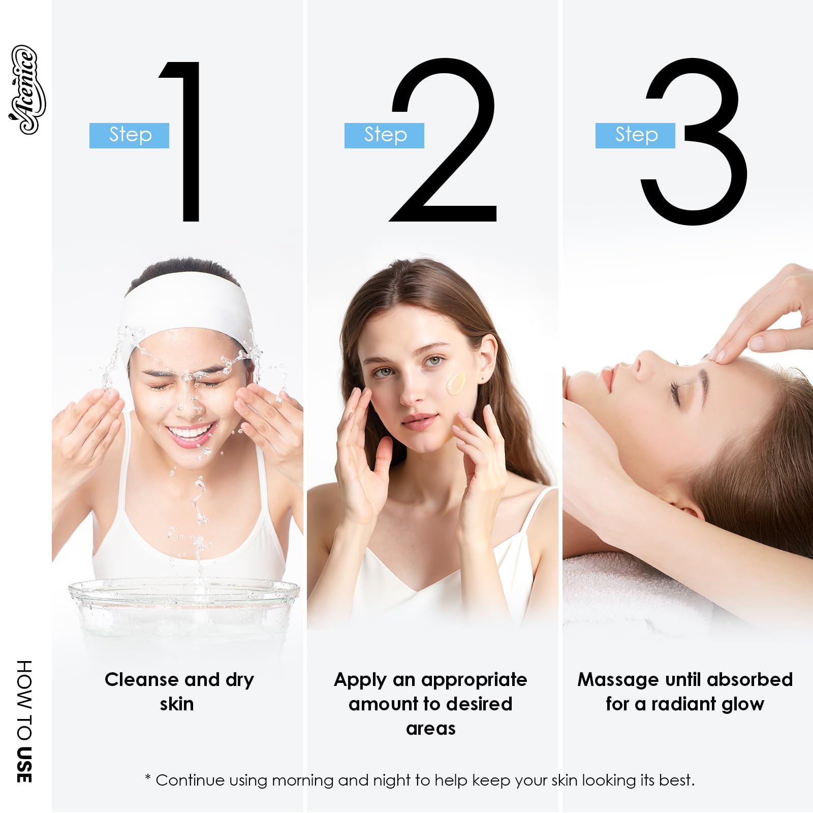 ACENICE glow serum packaging box—premium presentation and easy storage.