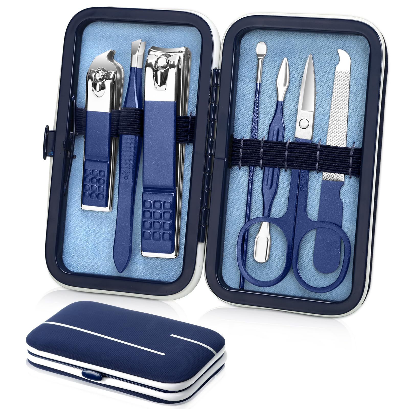Aceoce travel manicure set case with compact PU leather storage for easy transport