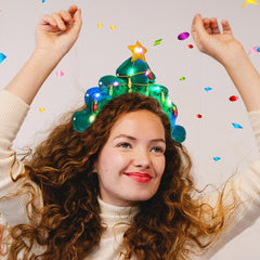 Aceorna light bulb headpiece with colored lighting helps you stand out.