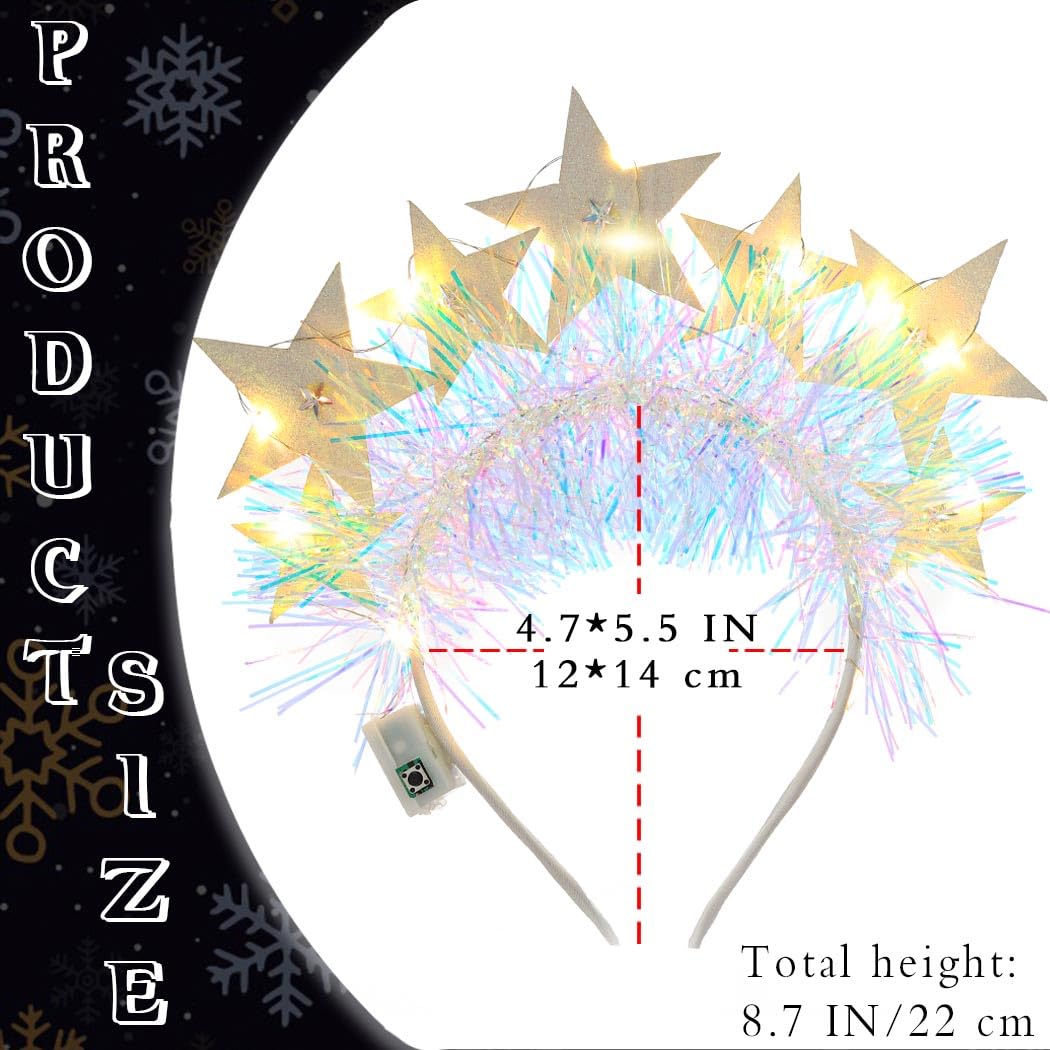 Aceorna light-up stars headbands glitter detail for photoshoots and events.