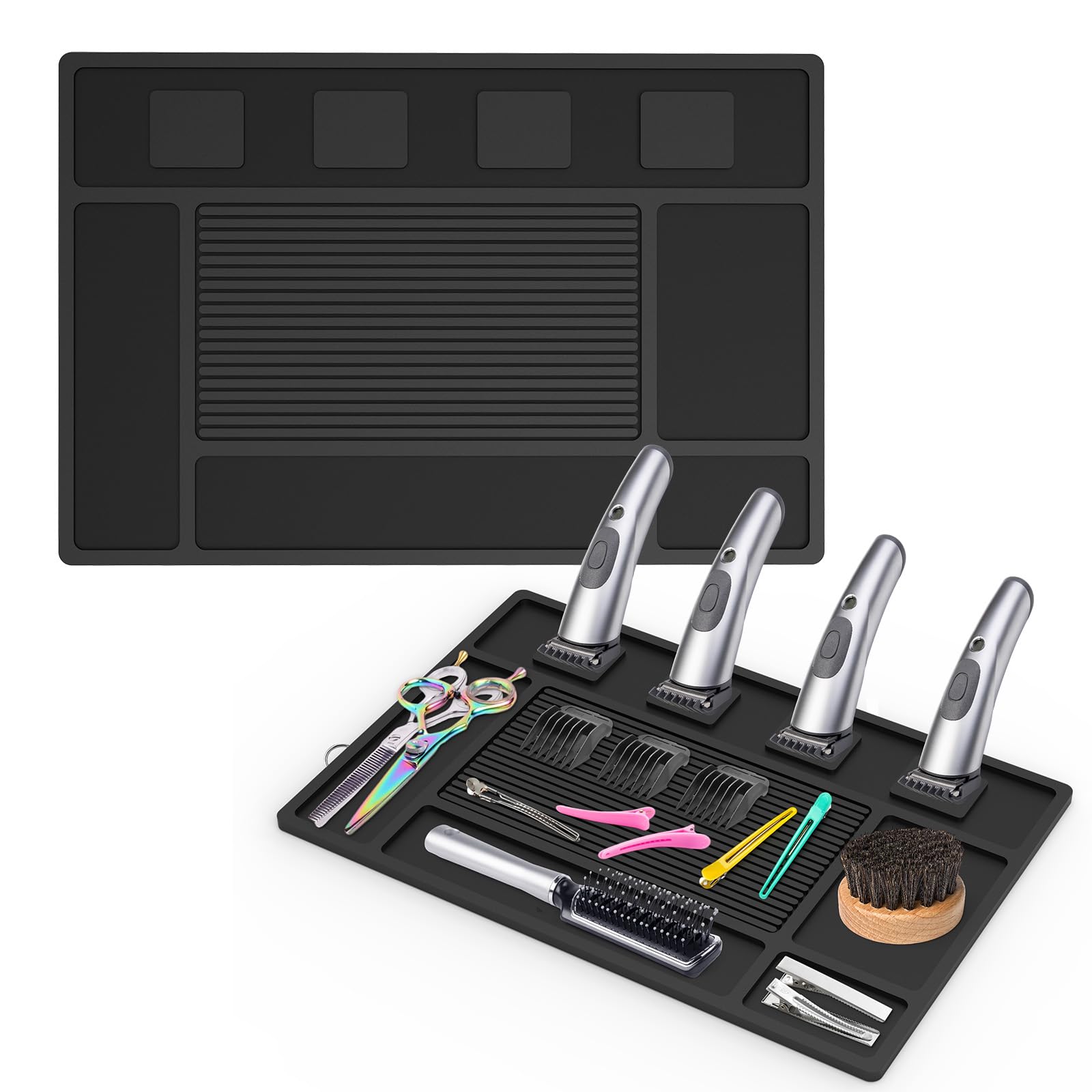 Acfunique magnetic barber mat keeps clippers organized for efficient workflow.