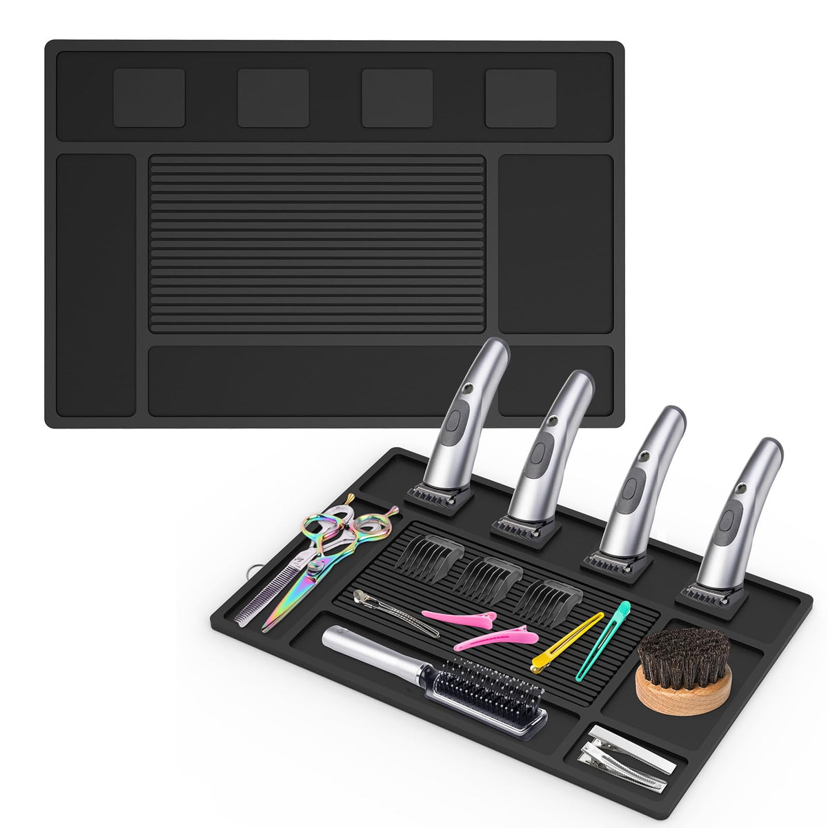 Acfunique magnetic barber mat keeps clippers organized for efficient workflow.