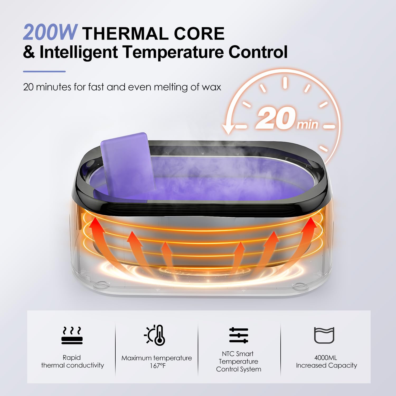 Achzzy paraffin wax machine 4000ml capacity supports multiple treatments at home or in spa.