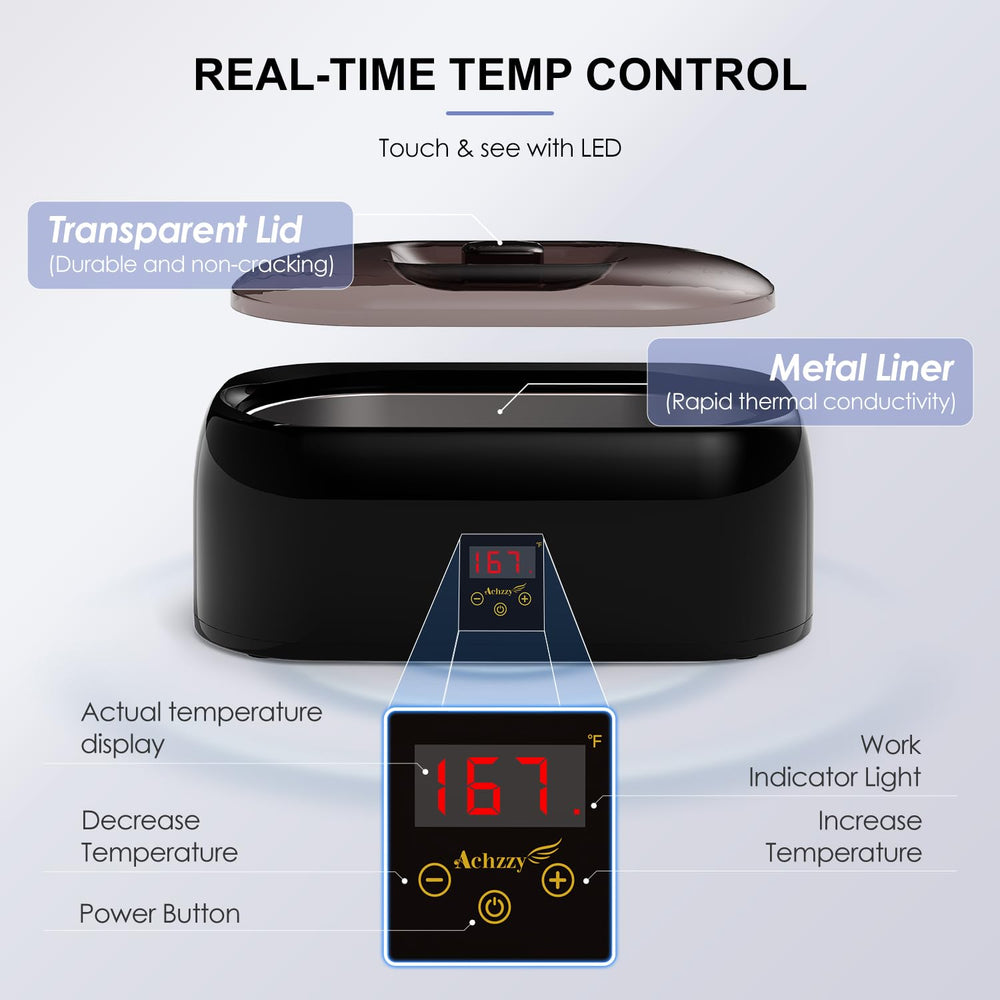 Achzzy paraffin wax machine LED display provides real-time temperature for precise melts.