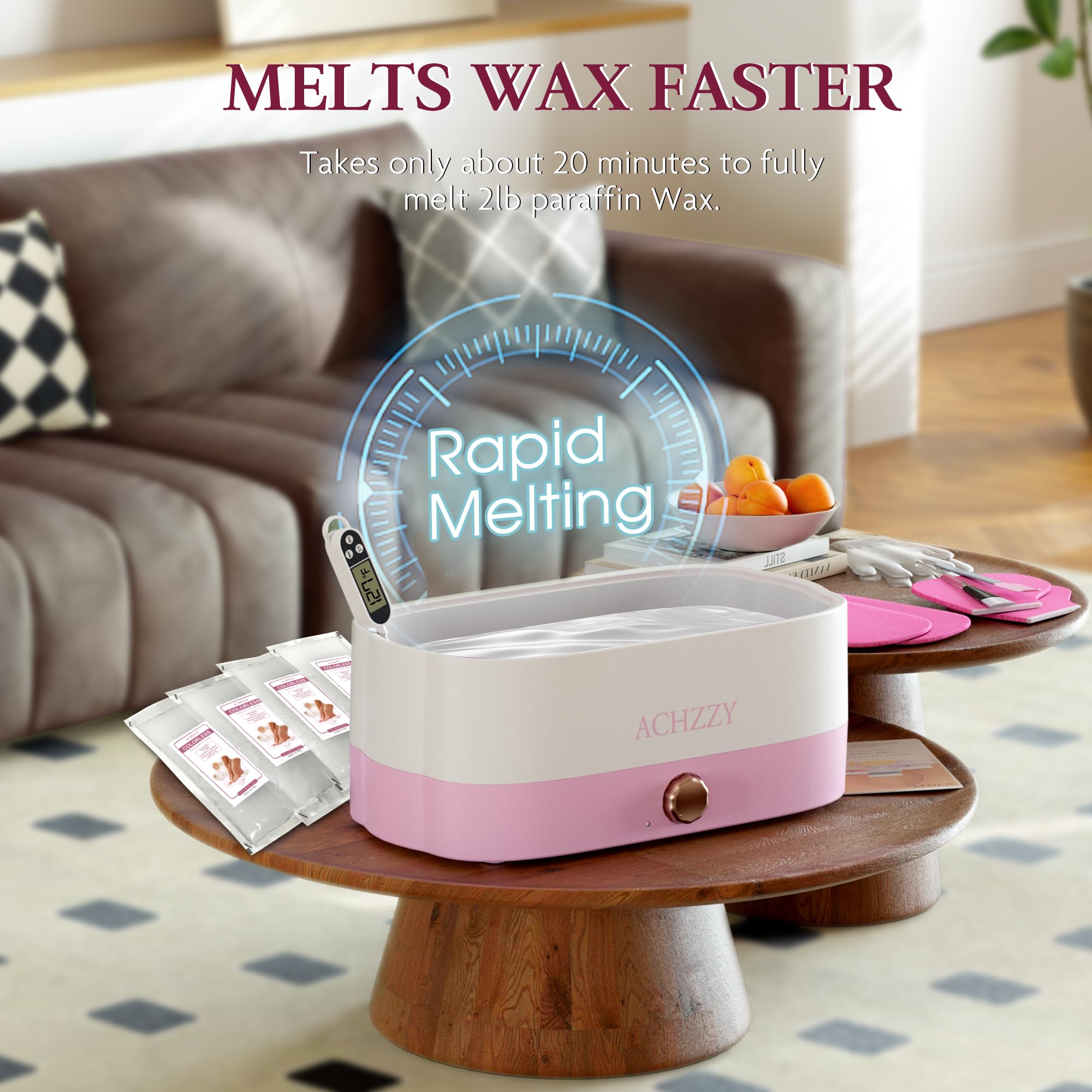 Achzzy paraffin wax refills melt bath setup ready for smooth, hydrated skin