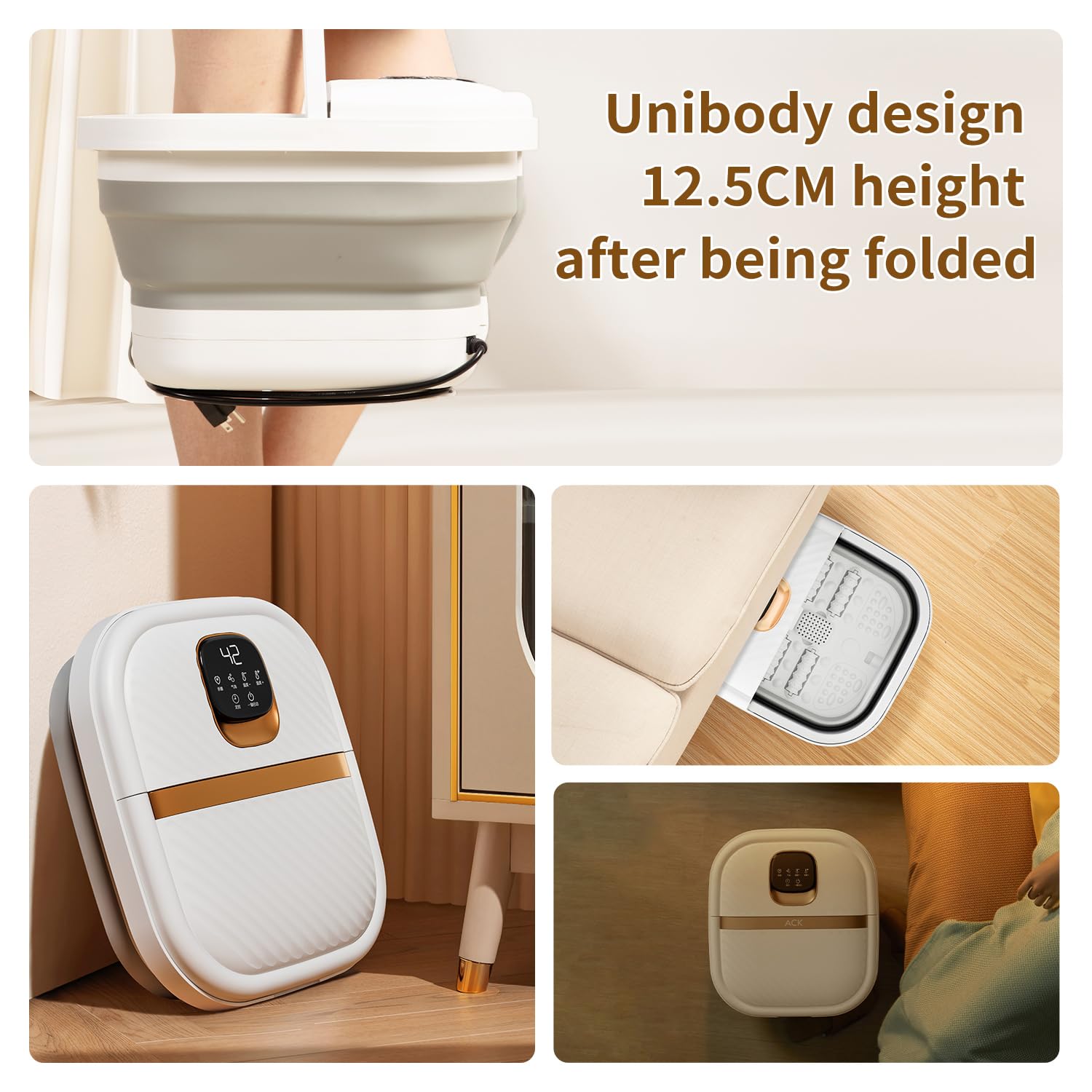 ACKLEAP foot spa timer function enables timed soaks for efficient relaxation routines.