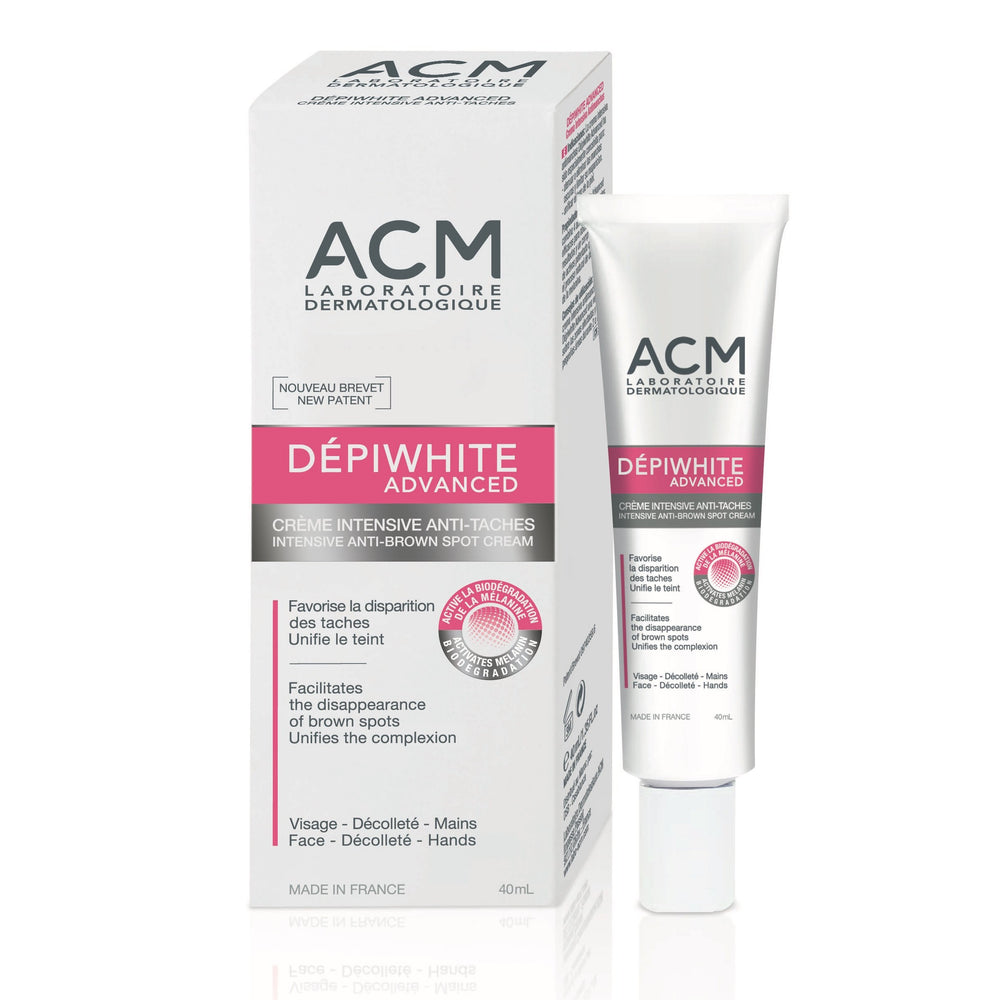 ACM Depiwhite Advanced cream tube close-up highlighting targeted spot care
