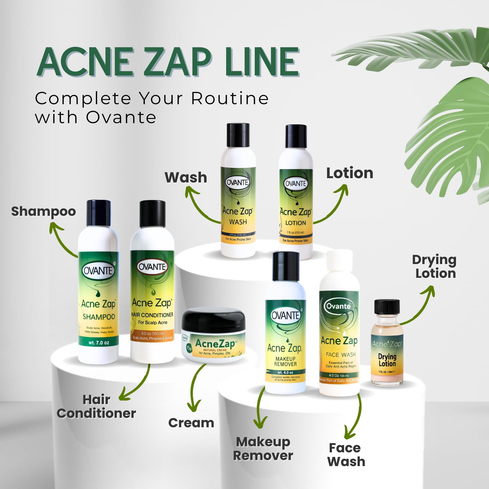 Acne Zap bottle on shower ledge ready for daily scalp routine.
