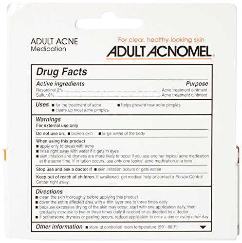 Acnomel packaging highlights non-irritating formula for rosacea-prone users.