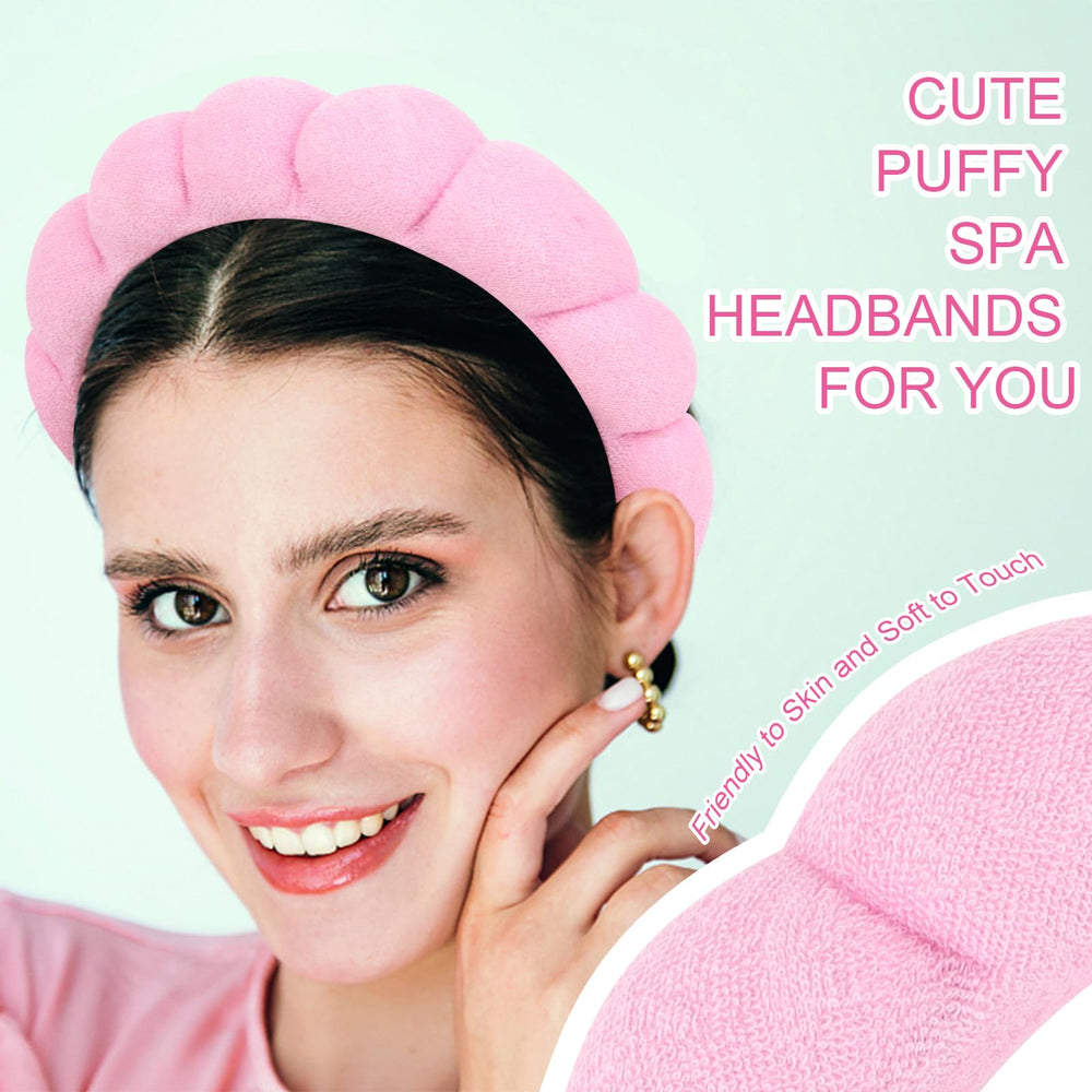 ACOU-UINT headband with water splash keeps eyes clear during cleansing.