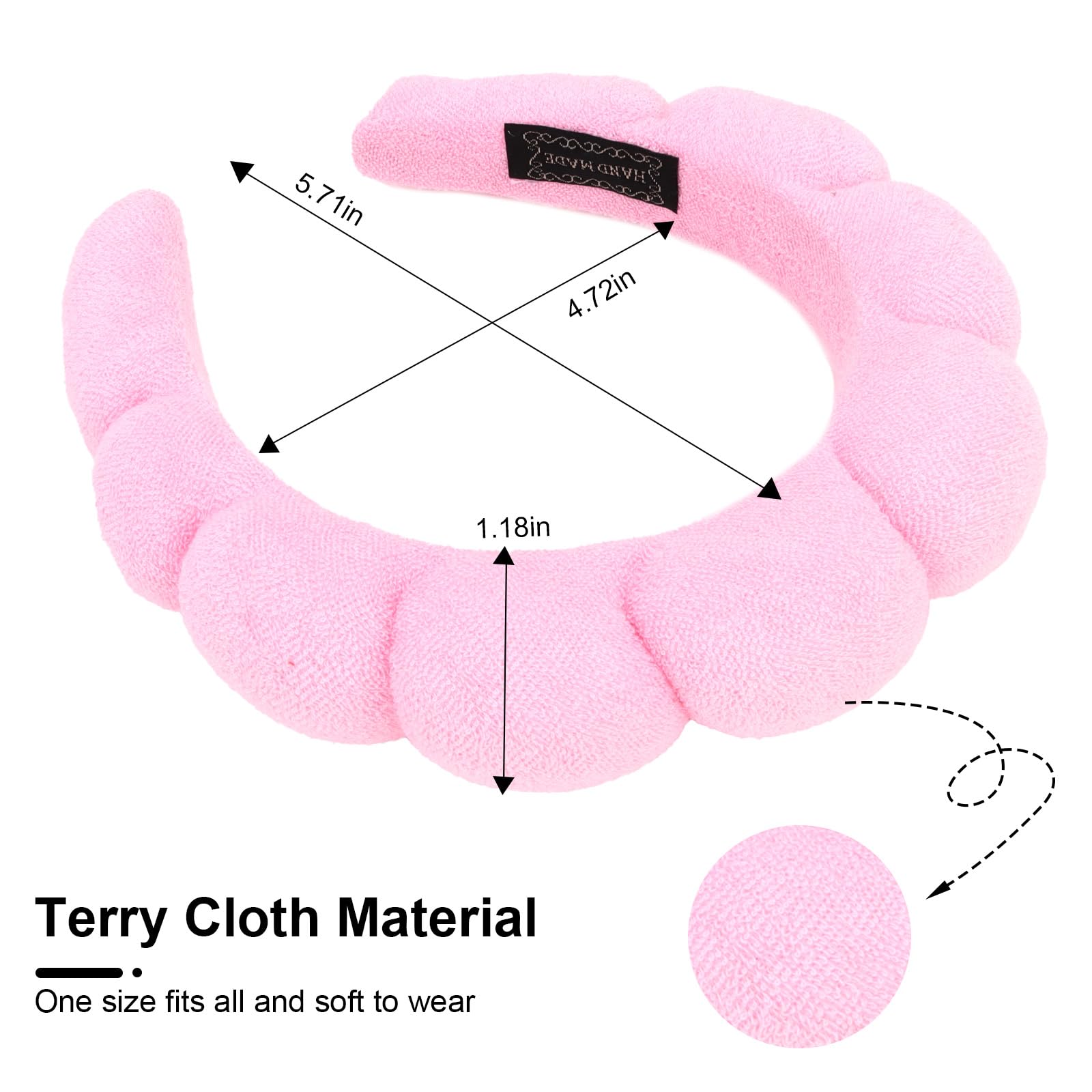 ACOU-UINT terry cloth headband close-up shows soft edges for comfortable wear.