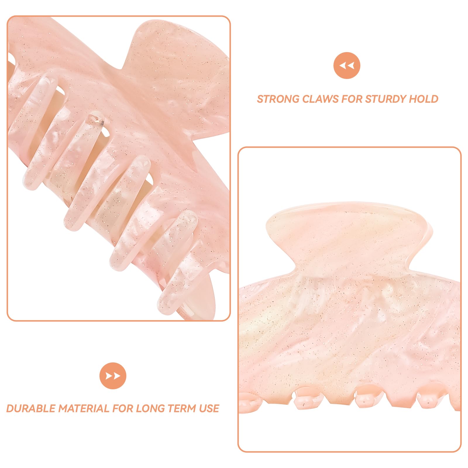 ACO-UINT large claw clip shows smooth edges, gentle pull on wash days.