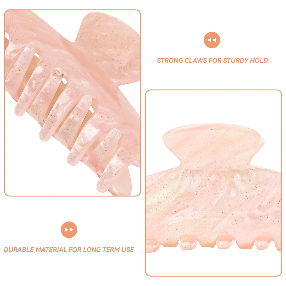 ACO-UINT large claw clip shows smooth edges, gentle pull on wash days.