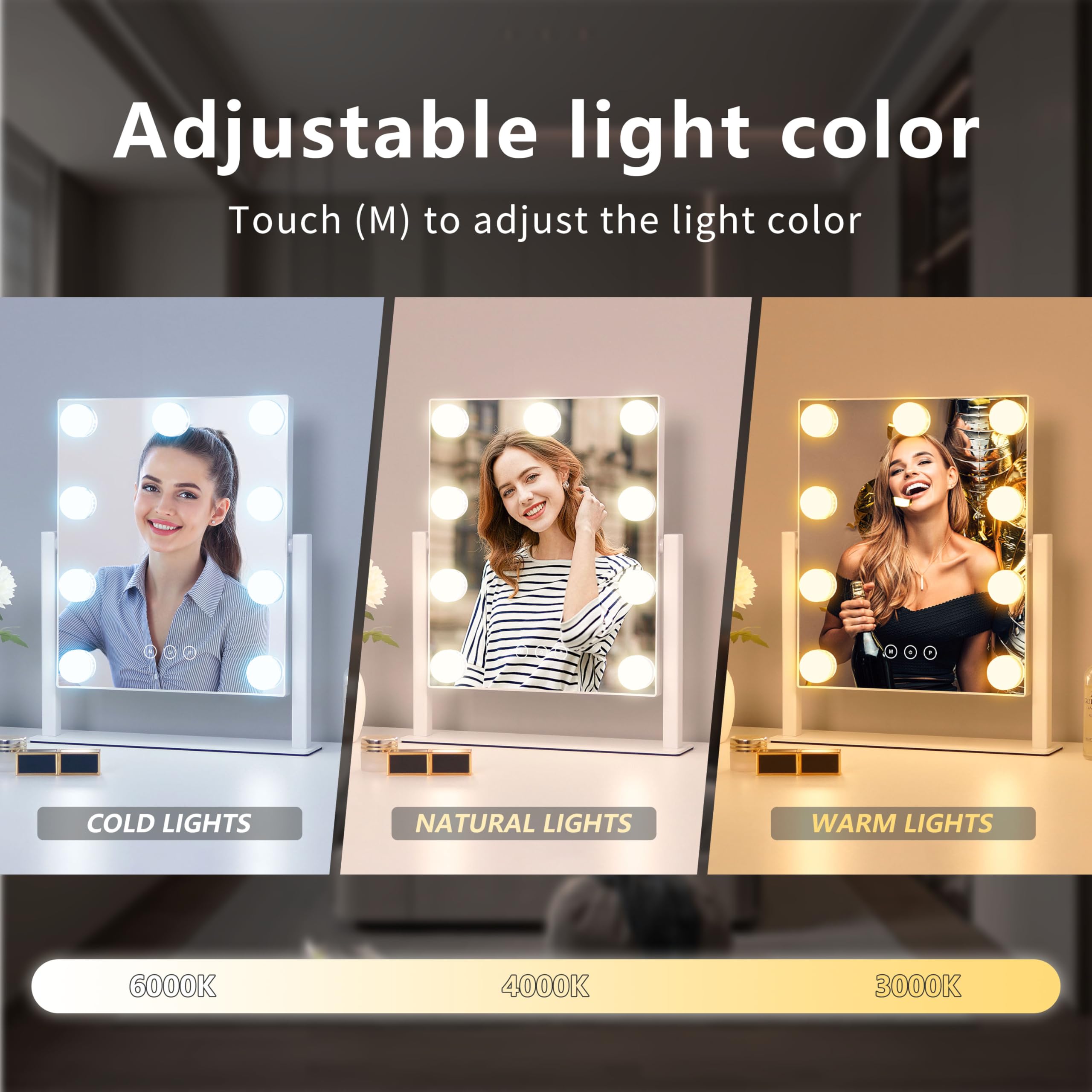 Acoolda vanity mirror three-color modes suit different lighting looks
