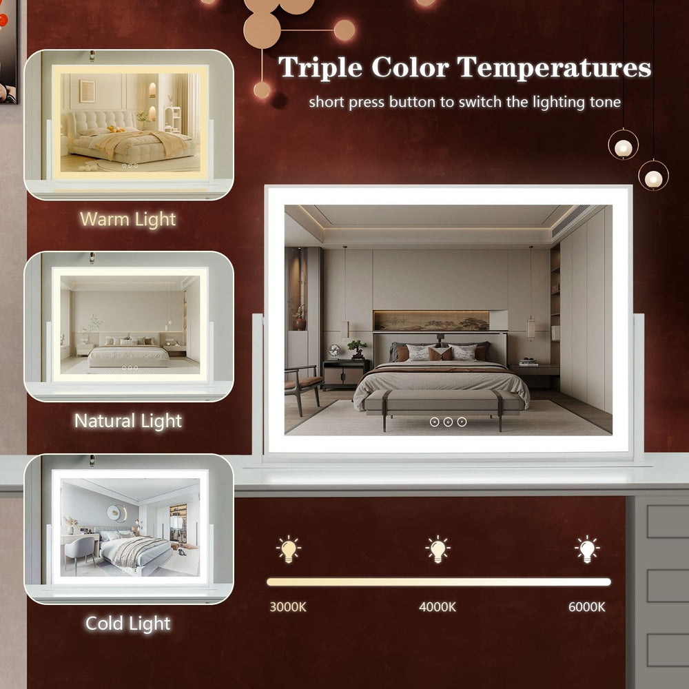 Acoolda vanity mirror rotates 360° for flexible angles and detail inspection
