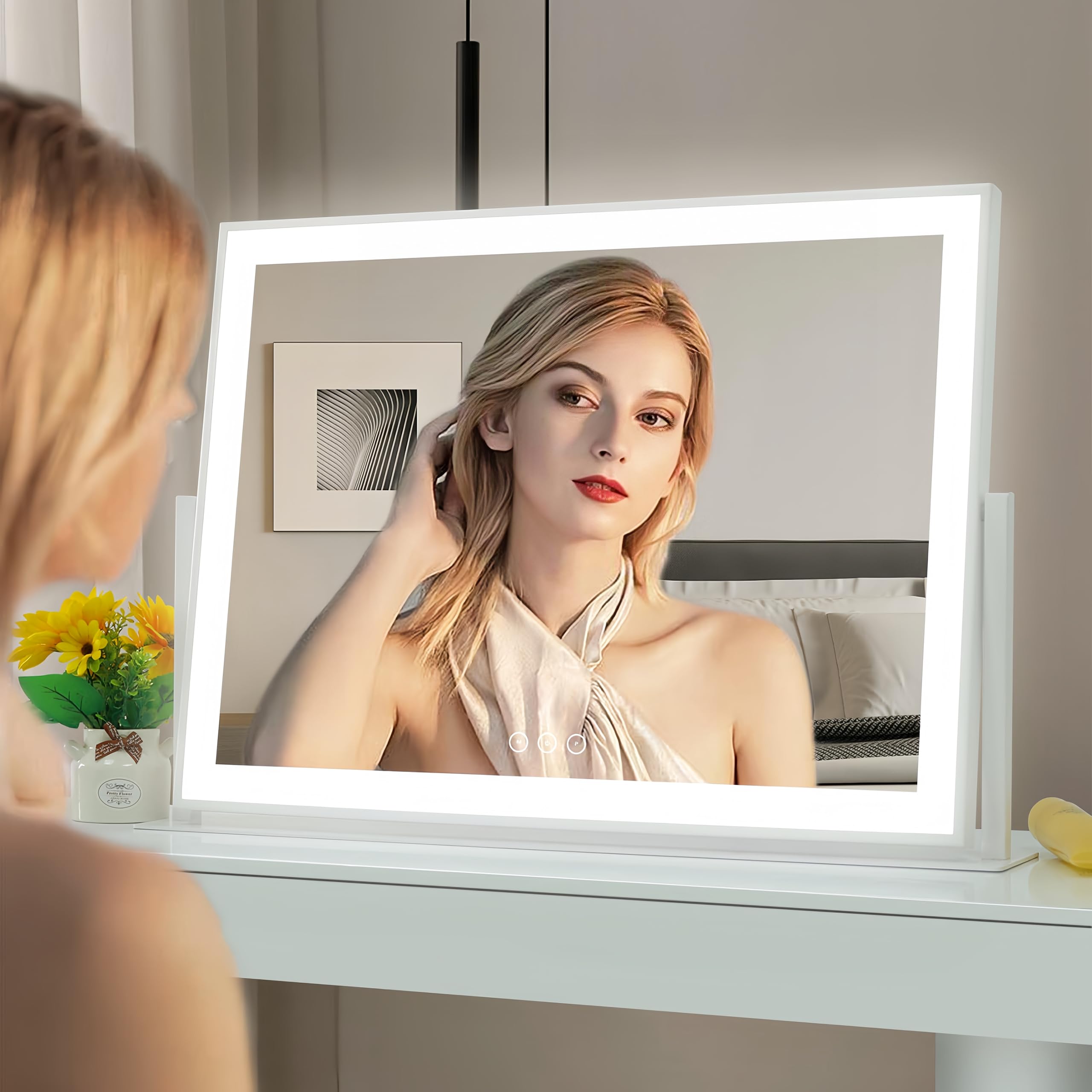 Acoolda makeup mirror is easy to install with included screws and plug-and-play power