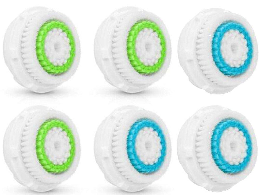 Acosexy 6-pack facial brush heads ensures regular replacements for hygiene.