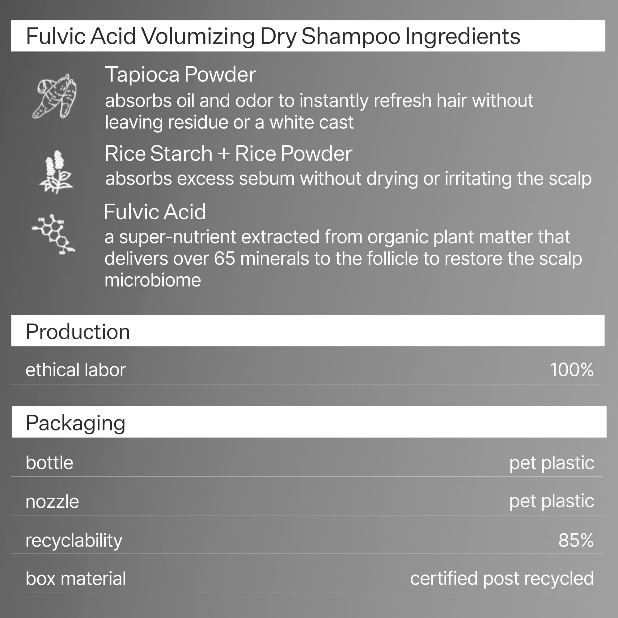 ACT+ ACRE all hair types dry shampoo shot indicating versatile use and easy styling