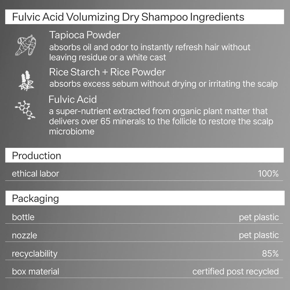ACT+ ACRE all hair types dry shampoo shot indicating versatile use and easy styling