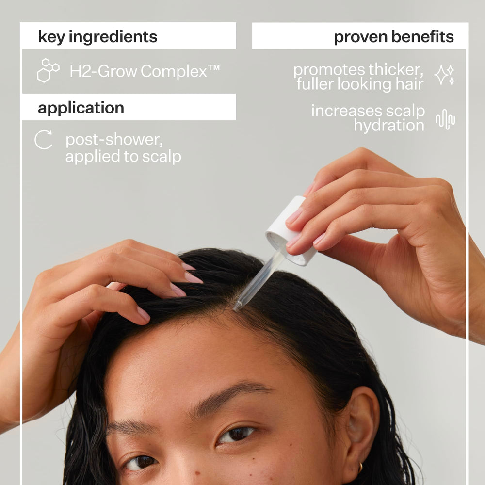ACT+ ACRE bamboo and pea extract enhance scalp elasticity visual.