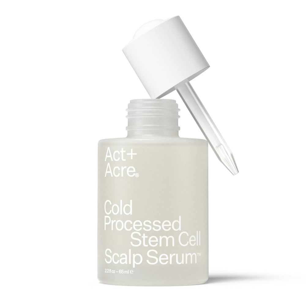ACT+ACRE cold-processed-scalp-serum bottle for daily scalp nourishment and balance.