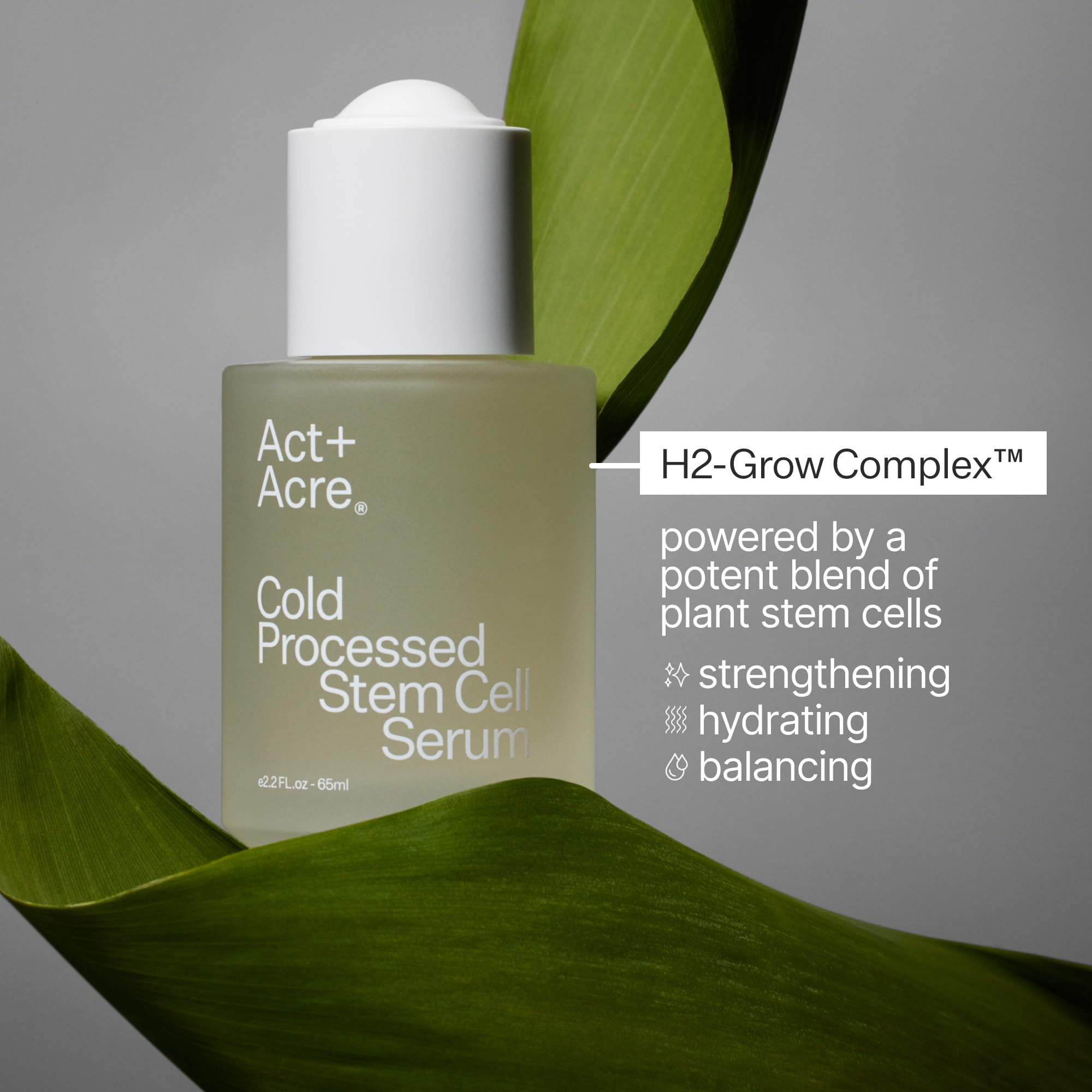 ACT+ ACRE serum on clean vanity promotes daily scalp self-care.