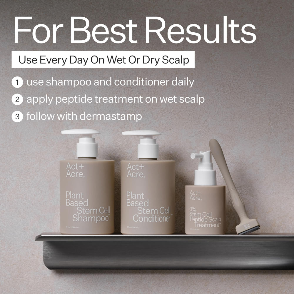 ACT+ ACRE Stem Cell Conditioner on hair swatch showing added shine