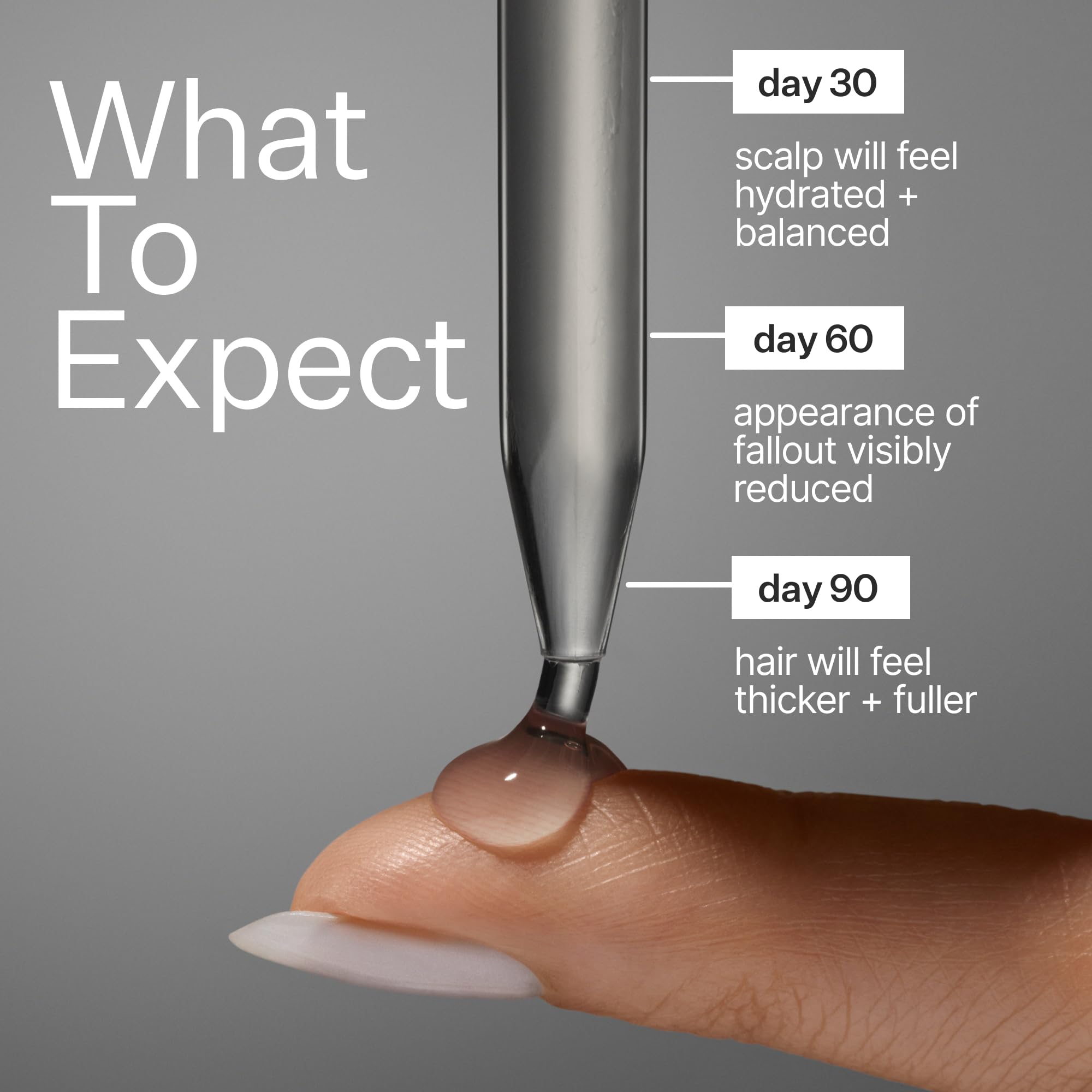 ACT+ ACRE stem cell serum massaged into scalp demonstrating soothing hydration.
