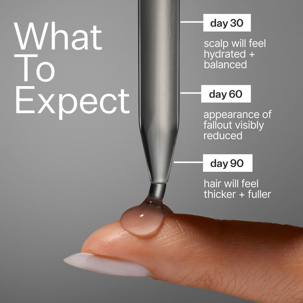 ACT+ ACRE stem cell serum massaged into scalp demonstrating soothing hydration.