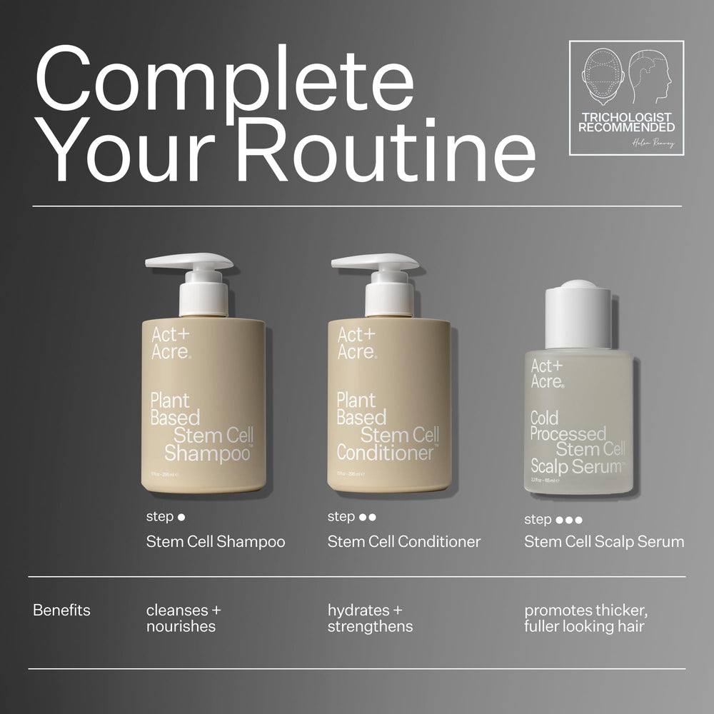 ACT+ACRE vegan color-safe label signals clean, plant-based hair support.