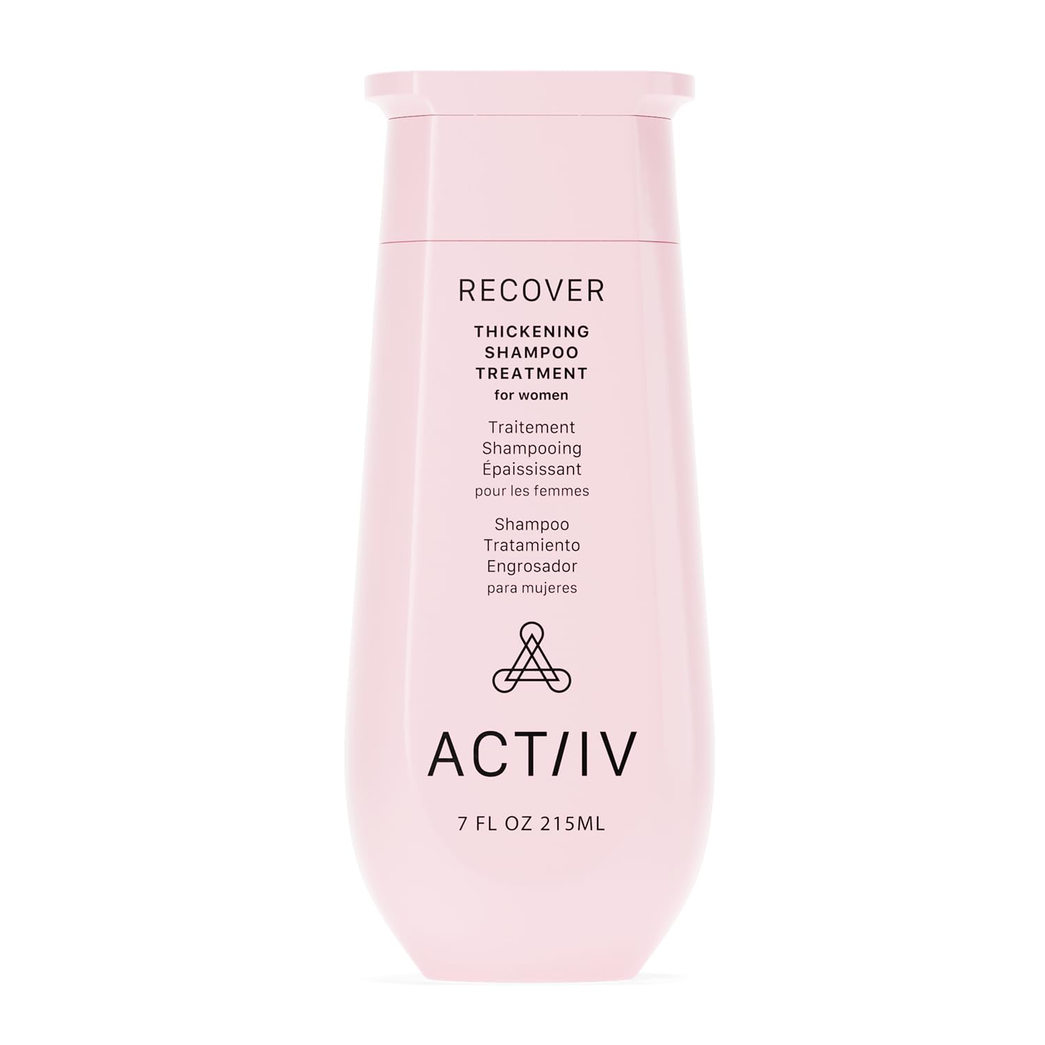 ACTIIV Recover shampoo bottle highlighting plant-based formula for fuller-looking hair