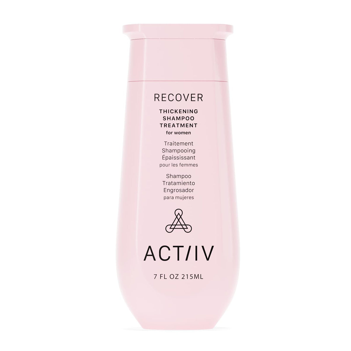 ACTIIV Recover shampoo bottle highlighting plant-based formula for fuller-looking hair