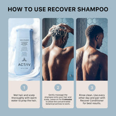 ACTIIV Recover Shampoo gentle scalp massage scene suggesting scalp health support