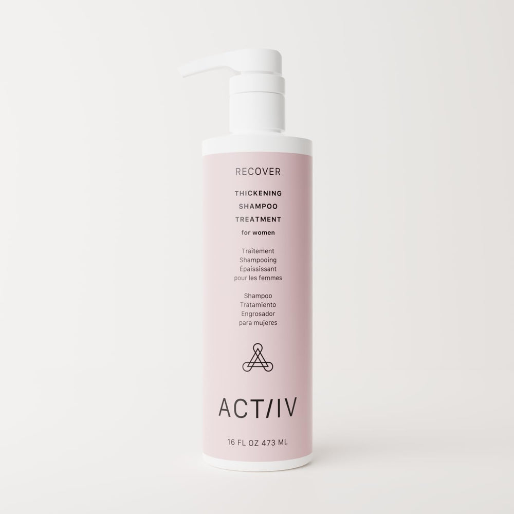 ACTIIV Recover shampoo pour demonstrates easy daily use for refreshing cleanse.