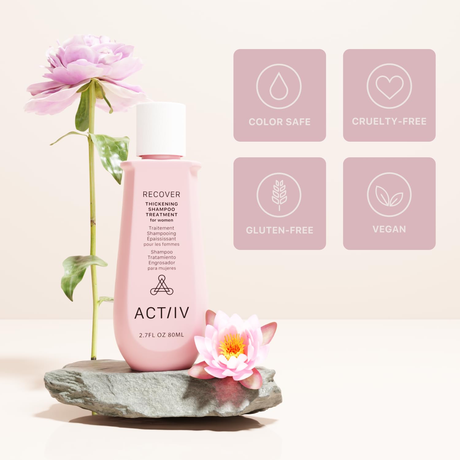 ACTIIV Recover thickening shampoo on hair roots shows potential for lift.