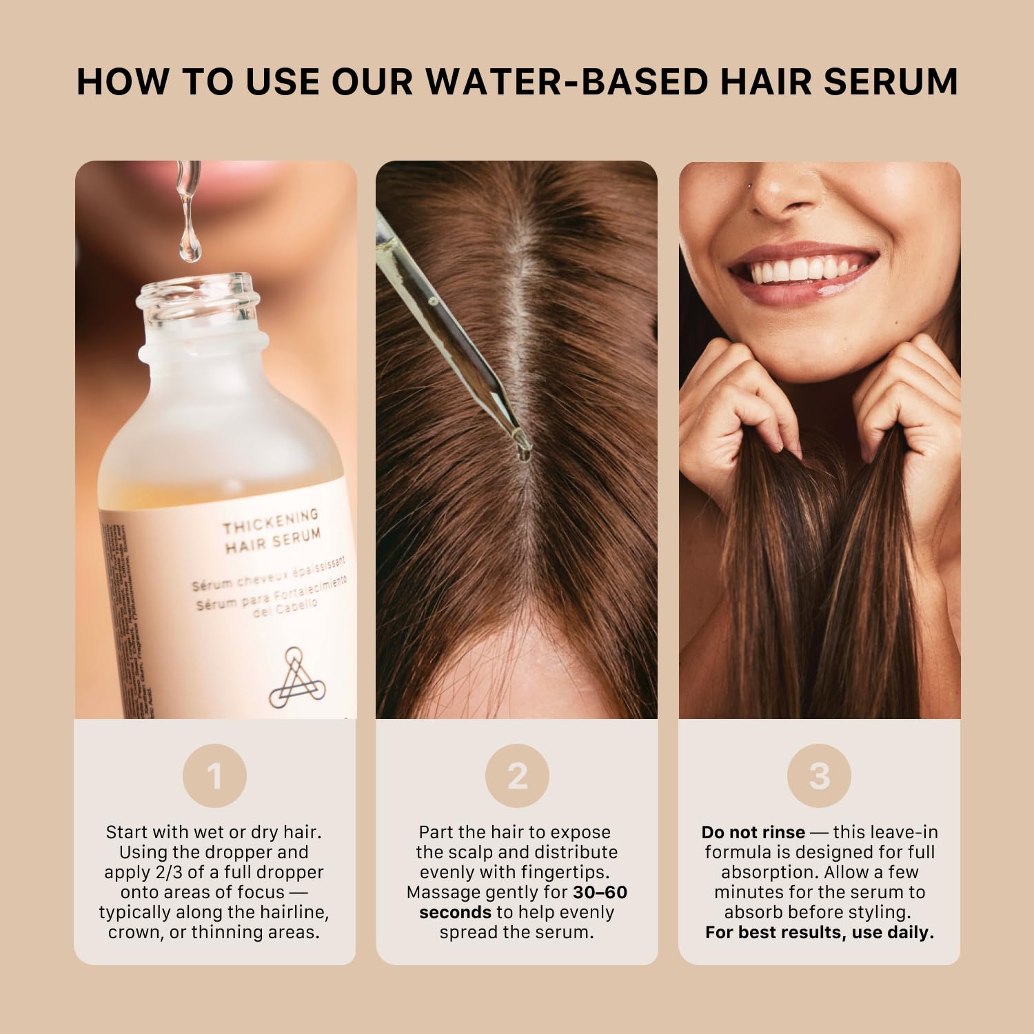 ACTIIV serum on model head showing increased hair density.