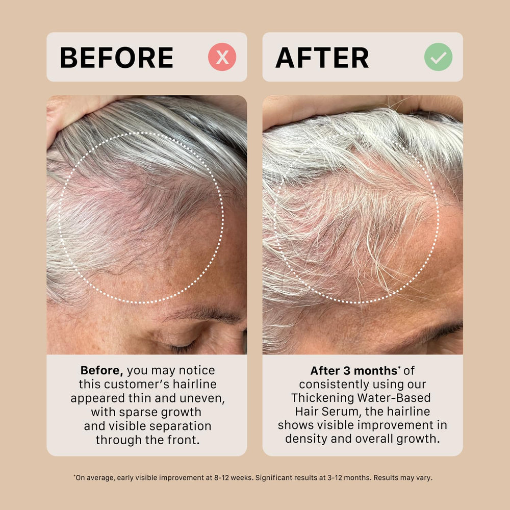 ACTIIV Thickening Hair Serum swatch showing lightweight texture on hair strand.