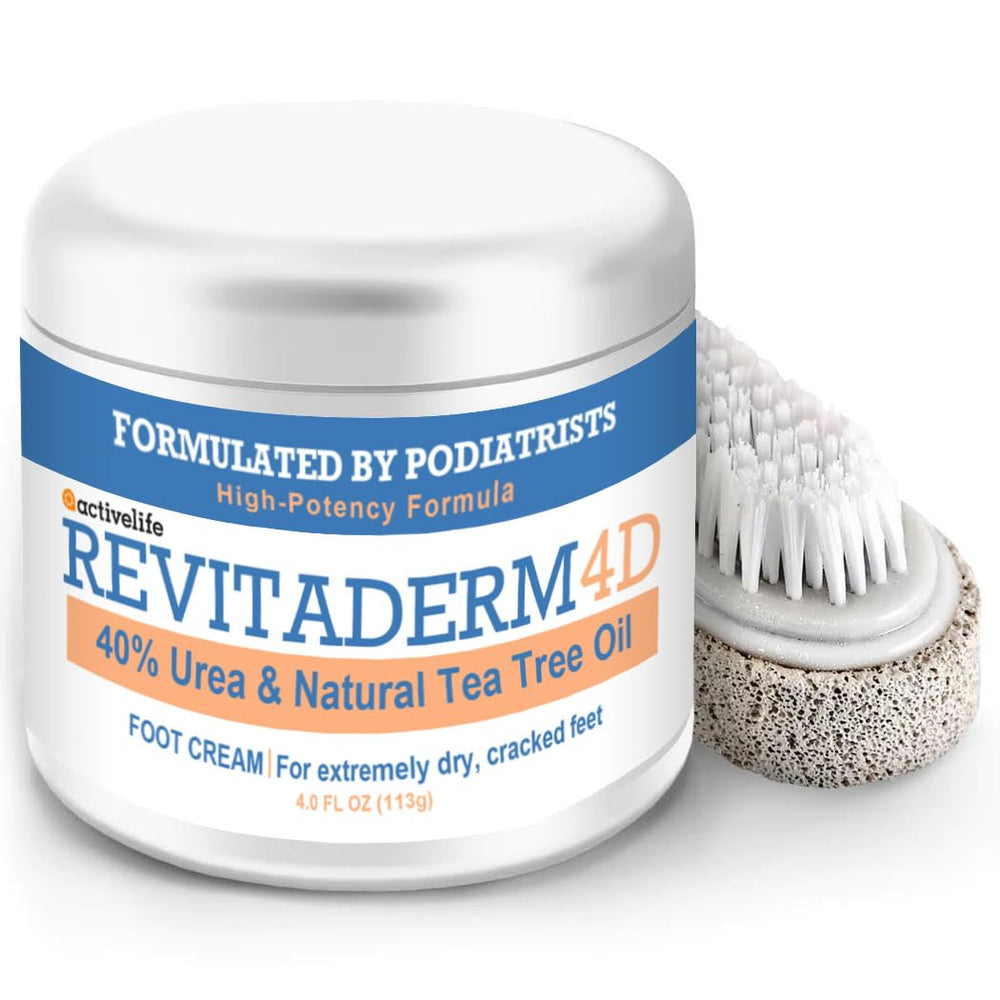 Activelife Revitaderm 4D Urea Cream tube for deep foot hydration.