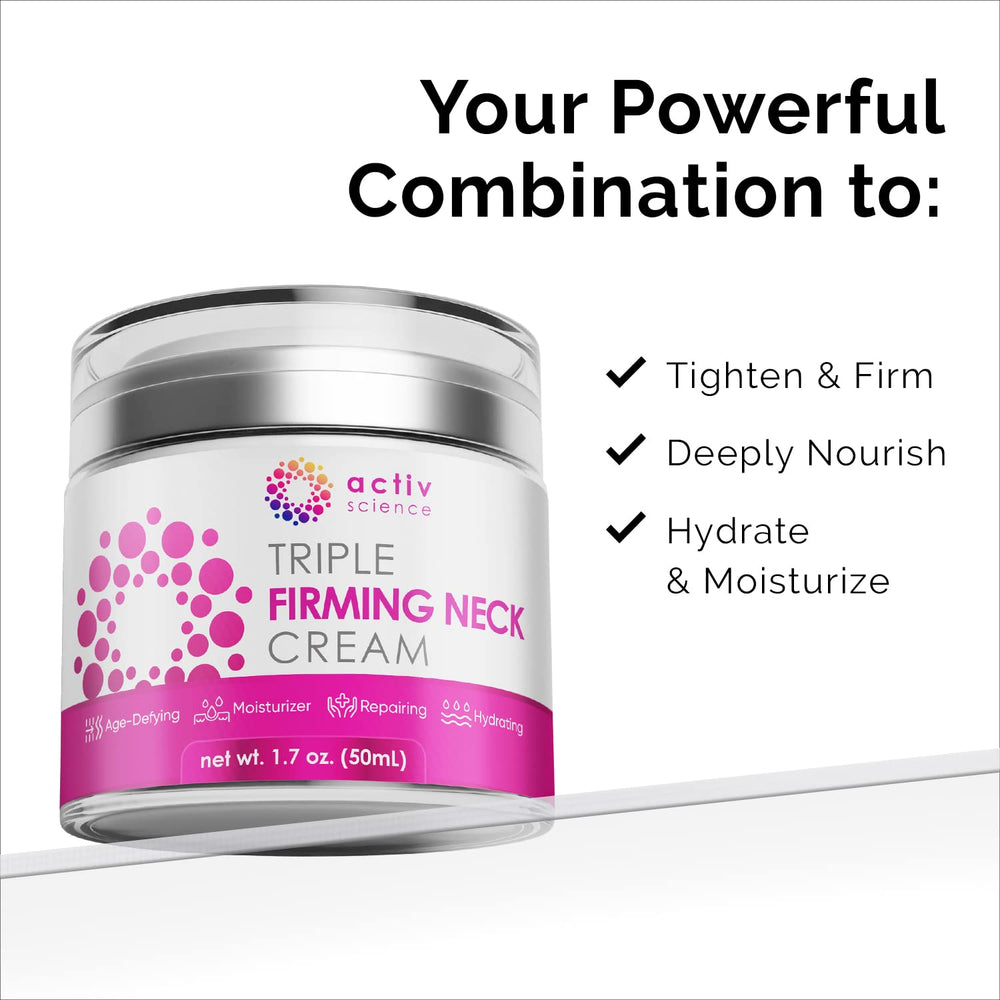 ACTIVSCIENCE Neck Firming Cream application showing daily hydration for smoother skin