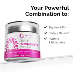 ACTIVSCIENCE Neck Firming Cream application showing daily hydration for smoother skin