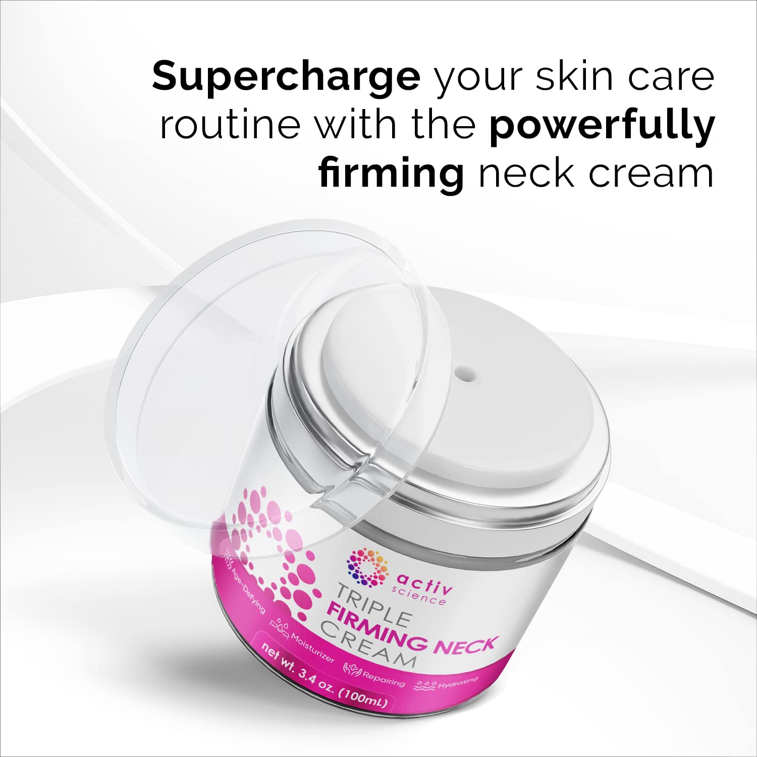 ACTIVSCIENCE Neck Firming Cream on neck and décolletage demonstrating hydration