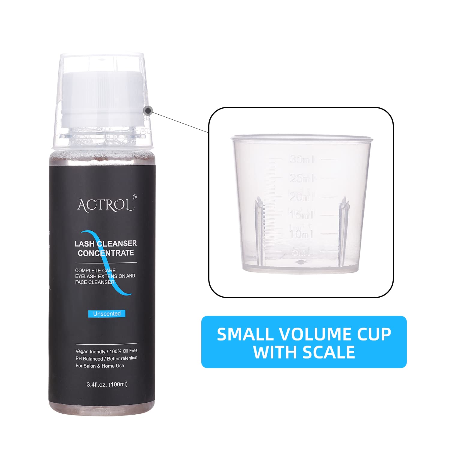 ACTROL Eyelash Cleanser Concentrate foaming lather demonstrates easy lash cleansing of extensions.